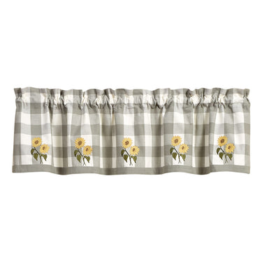 Wicklow Check Sunflower Embroidered Lined Valance Curtains 14